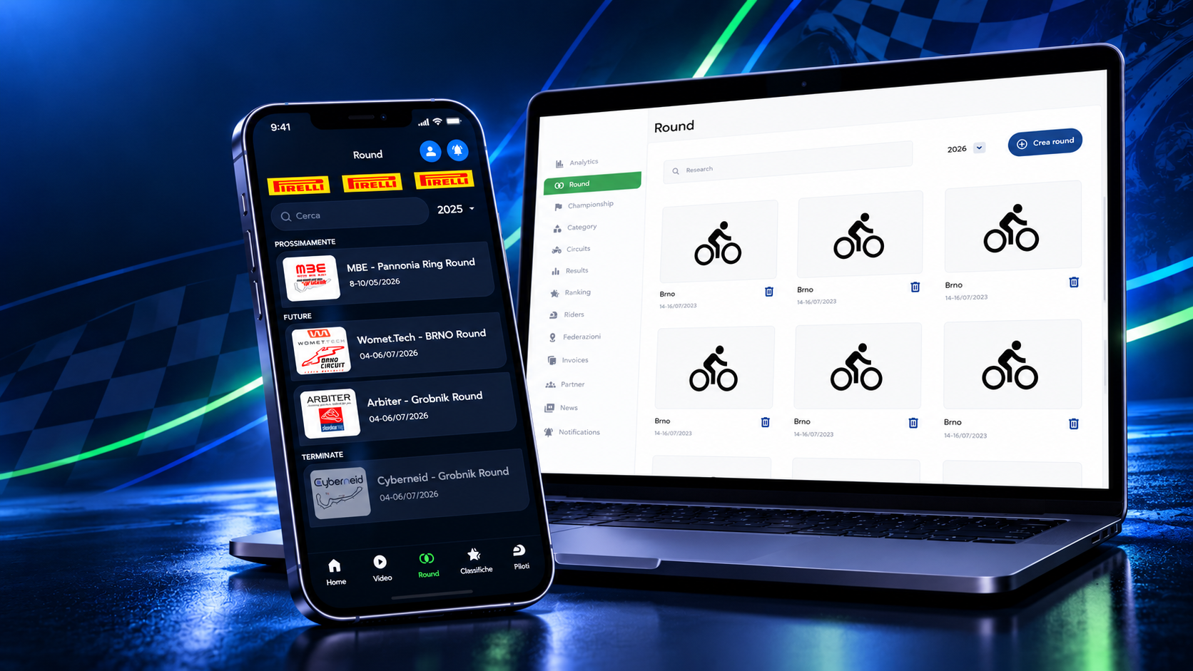 AAIMC digital ecosystem showing the mobile app and administrative dashboard