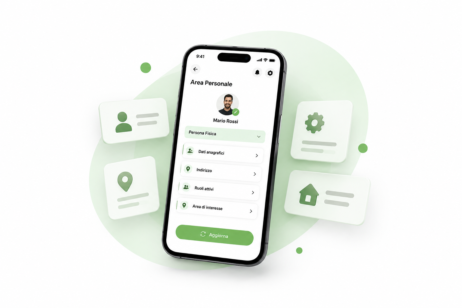 CER Portal Mobile personal area for managing profile and personal information