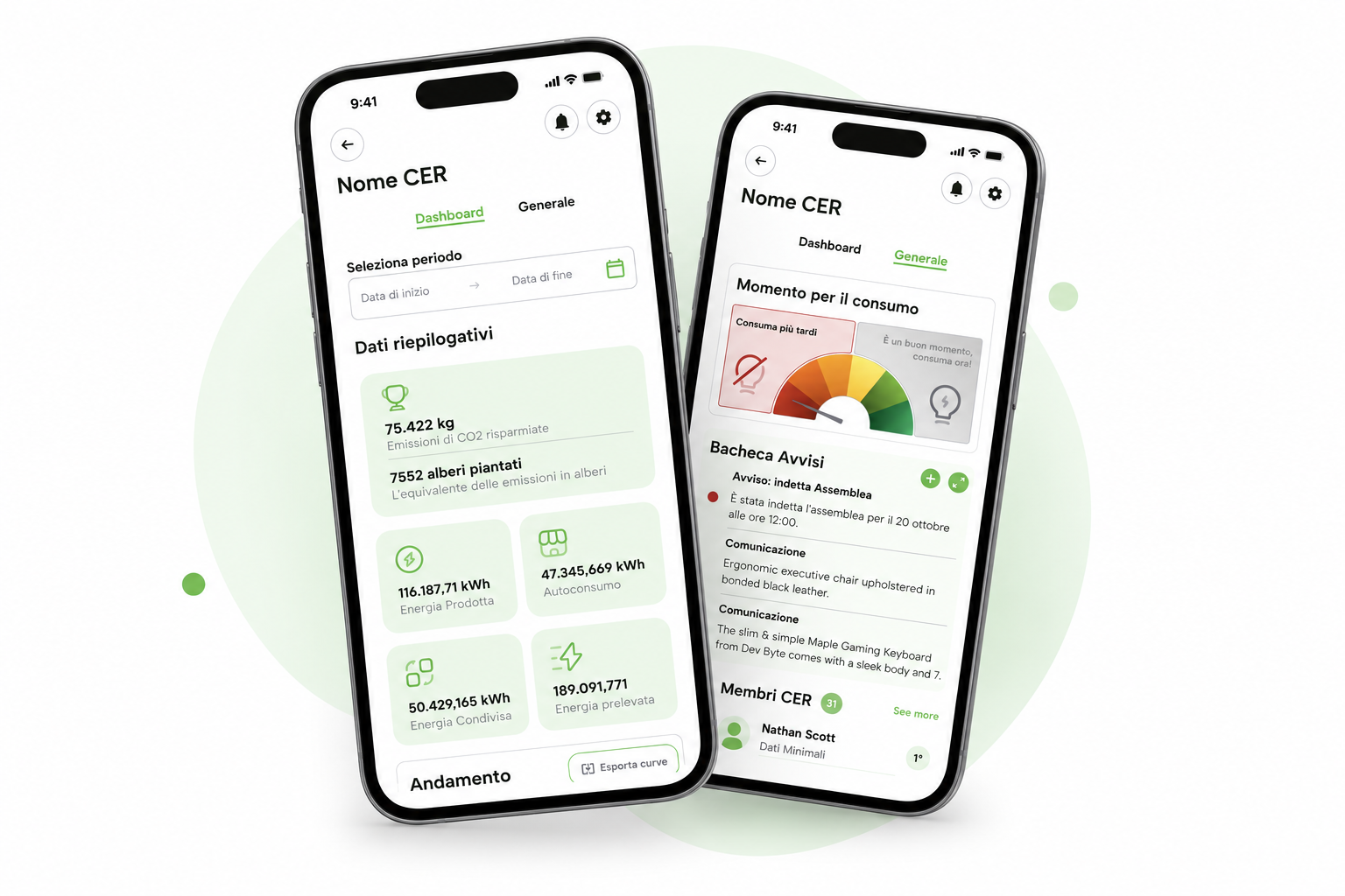 CER Portal Mobile dashboard displaying community energy indicators