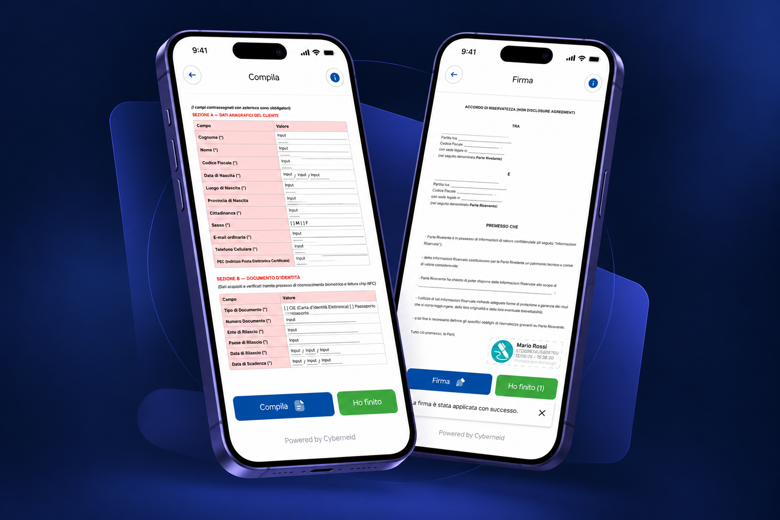 Mizzica InstaSign: questionnaire completion and digital signature flow